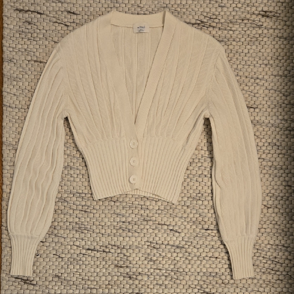 Wilfred Cream Ribbed Cardigan